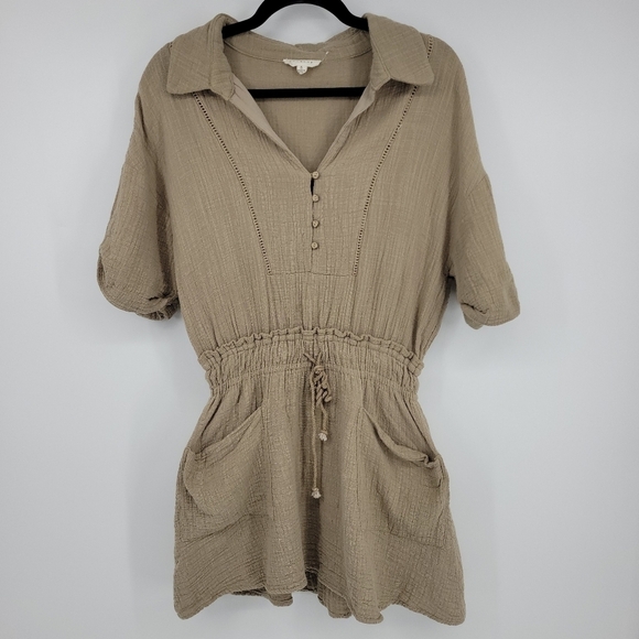 Promesa Womens Habitat 100% Cotton Half-Button Bohemian Shirt Dress Size S - Picture 5 of 13